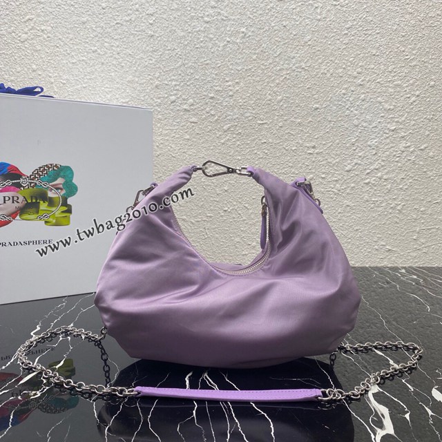 Prada專櫃新款女士尼龍皮革背包 1BZ64 普拉達鏈條休閒肩背女包 csp1357